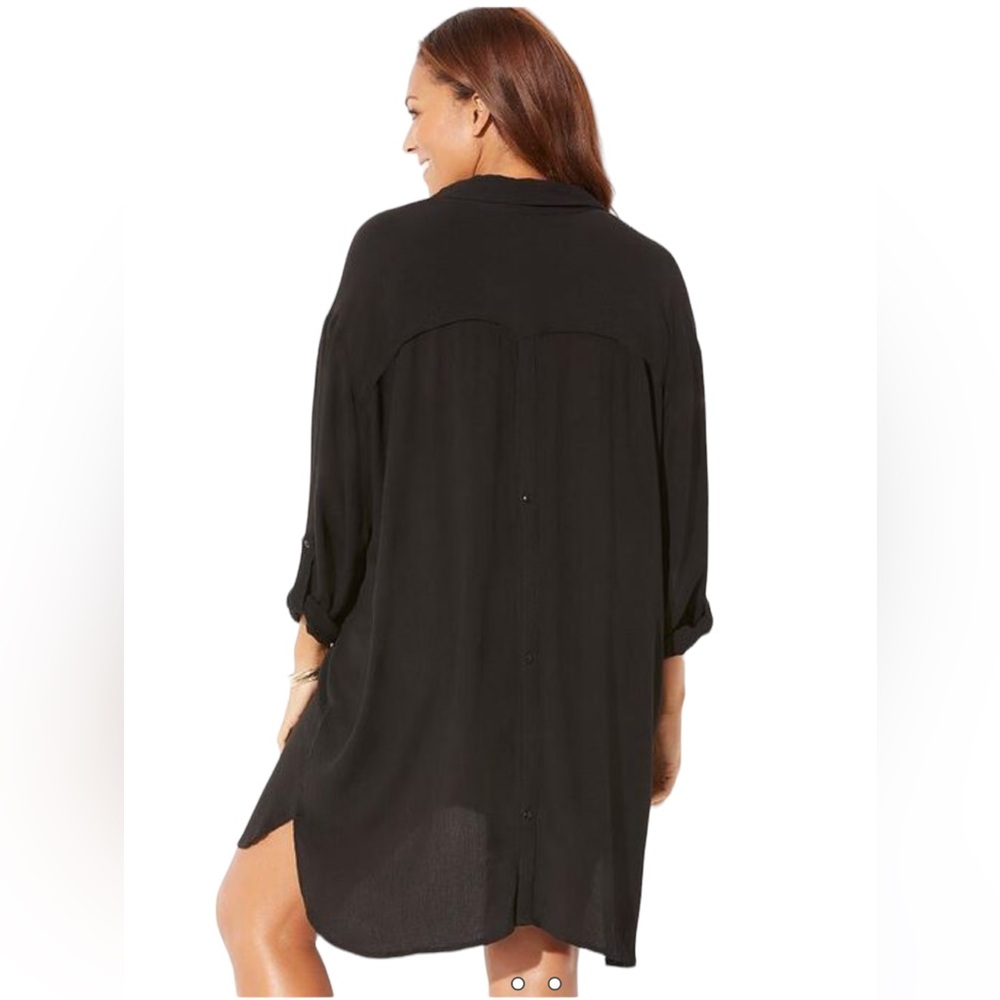 Swimsuits For All High-low sheer button front coverup Size 18 / 20 NEW - Picture 2 of 8